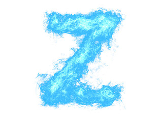 Blue energy letter Z on white background, for design and decoration