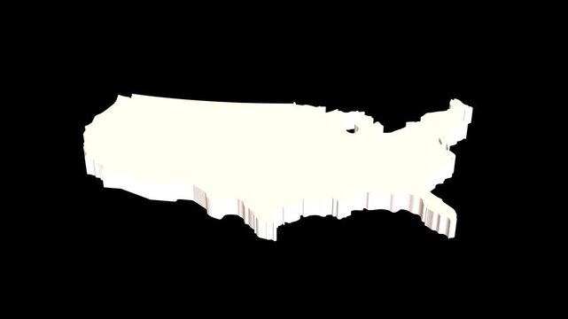 3d puzzle animation US Map on alpha background