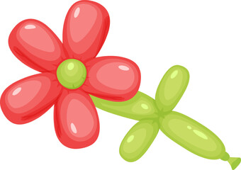 Colorful balloon flower featuring vibrant red petals and a lively green stem, bringing a delightful sense of whimsy and joy to birthday parties and other festive celebrations