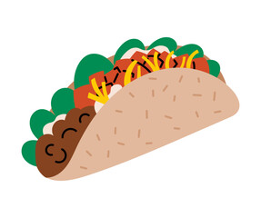 Taco with meat and vegetables