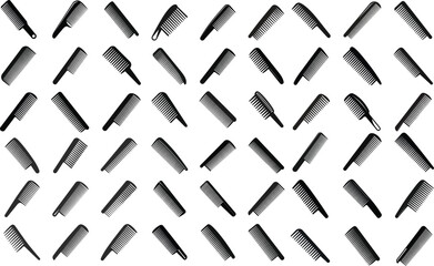 Collection of Black Hair Combs on White Background Beauty and Personal Care Styling Tools Accessories for Hairdressing Salons