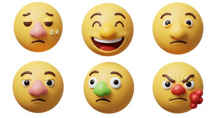 Fototapeta premium Diverse emoji faces collection