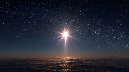 Bright and shining North Star in a night sky symbolizing hope and guidance animation