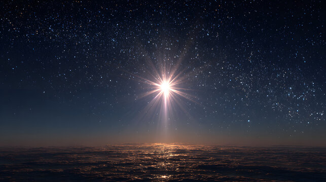 Bright and shining North Star in a night sky symbolizing hope and guidance animation
