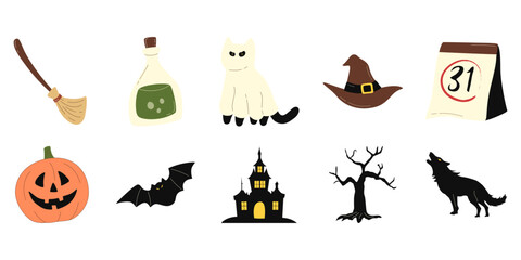 Set of Halloween Vector Illustration