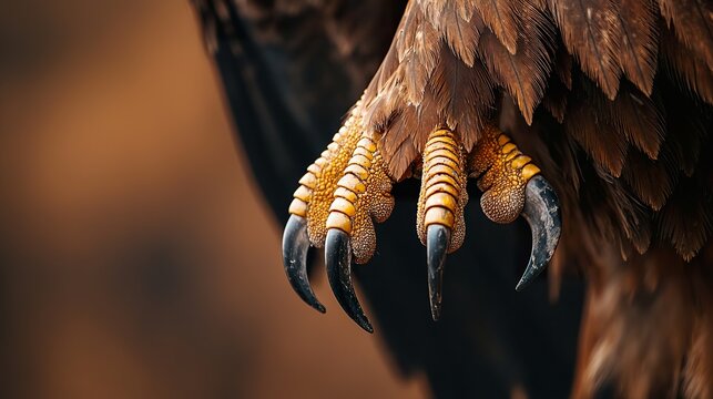 Close-up of an eagle's talons gripping a branch, powerful, sharp