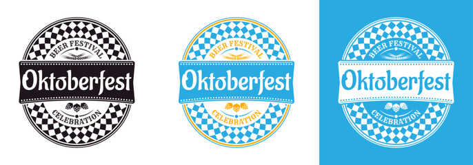 Oktoberfest icon, logo or label. Beer festival celebration design template. October fest emblem, badge. Traditional German, Bavarian beer festival. Vector illustration.