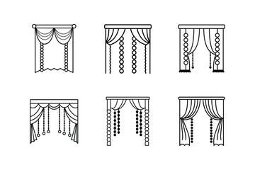 beaded curtains icon line art vector illustration