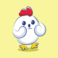 hand drawn cute cartoon character chicken is screaming for elements, clipart , sticker, logo