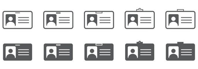 identity card icon outline collection or set in black and white