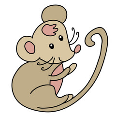 happy mouse with long tail clapping hands