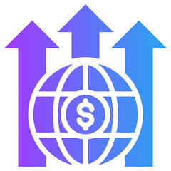 Global growth icon for accounting and finance business, website, application, printing, document, poster design, etc