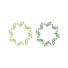 NATURAL PRODUCT LEAVES IN CIRCLE SIGN SYMBOL LOGO
