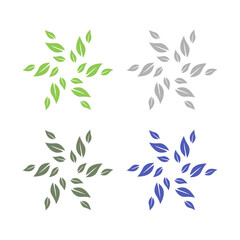 NATURAL PRODUCT LEAVES IN CIRCLE SIGN SYMBOL LOGO
