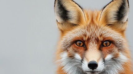 Fototapeta premium Detailed shot of a fox's pointed ear twitching, fine fur, alert