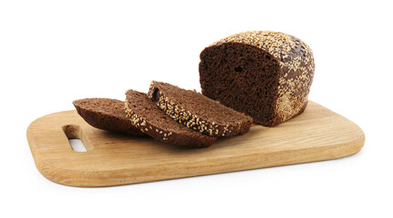 Cut fresh rye bread isolated on white