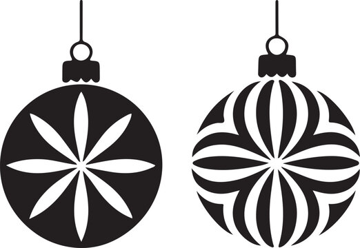 Set of Christmas balls and ornaments holiday decoration vector illustration. Christmas ball silhouette vector set. Christmas icon set