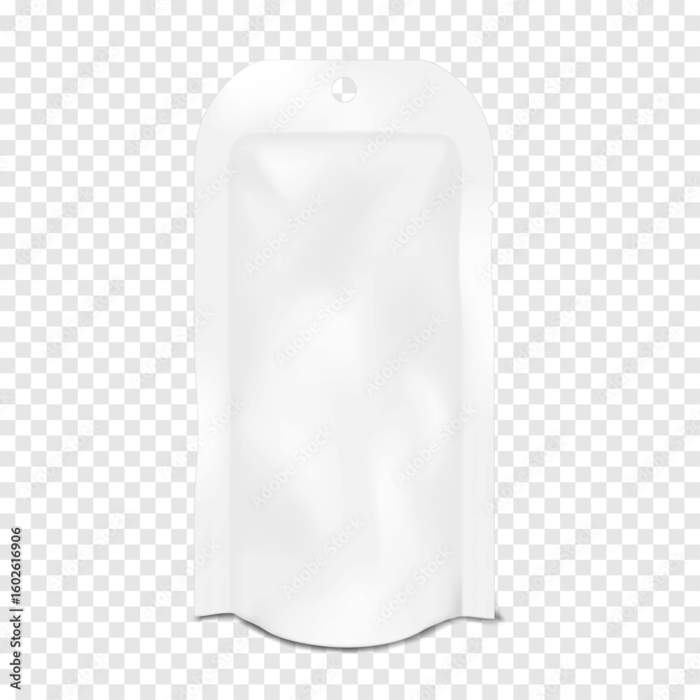 Canvas Prints white blank tear notch bottom gusseted sachet packet with hanging round hole. realistic 3d vector mo