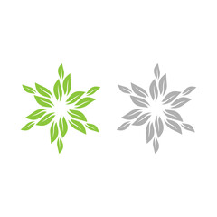 NATURAL PRODUCT LEAVES IN CIRCLE SIGN SYMBOL LOGO
