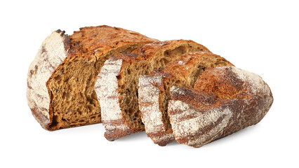 Pieces of fresh bread isolated on white