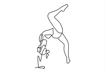 Gymnast Handstand Pose Continuous Line.   line icon-continuous line drawing. Editable stroke.