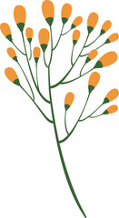 Orange flower with green stem growing on a white background, minimalist and simple design, perfect for nature, spring, or floral themed projects
