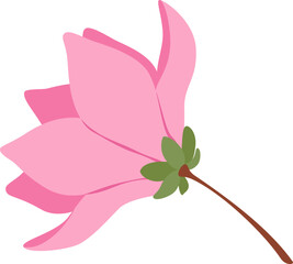 Beautifully illustrated pink flower in full bloom, showcasing its delicate petals and green leaves. The flower is depicted in a minimalist style, highlighting its natural elegance