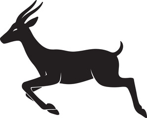 Fototapeta premium Leaping Antelope Silhouette with Curved Horns – Vector Illustration