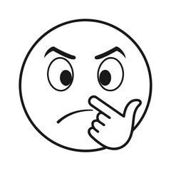 Obraz premium Thinking face emoji icon in minimal outline style vector illustration
