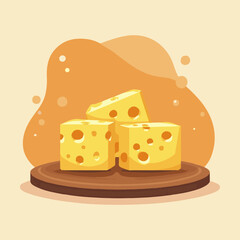 An illustration of a delicious breakfast with milk, bread, and chocolate cake