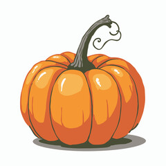 Ripe orange Halloween pumpkin with stem isolated on white background, perfect for autumn harvest and Thanksgiving decorations