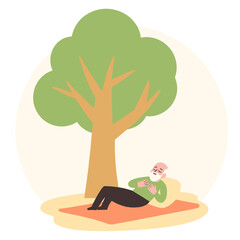 Elderly man resting eyes. Senior taking quiet moment. Mature adult napping indoors. Tired elderly man relaxing. Elderly set