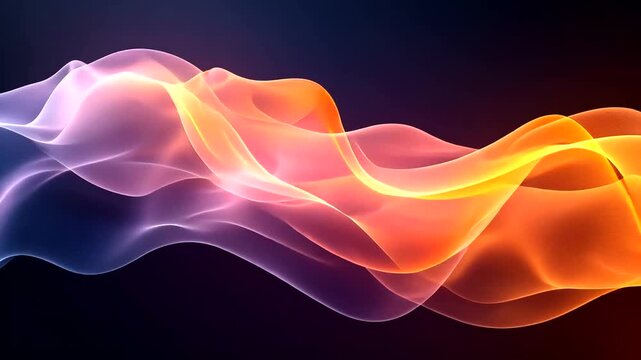 Abstract Wave Motion Background with Flowing Orange and Blue Gradient Colors