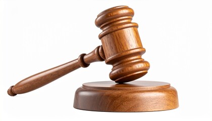 wooden gavel on white background