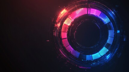This dark, futuristic digital illustration features a glowing, segmented circle with vibrant hues, suitable for websites or blogs about technology, data, innovation, or abstract concepts.

