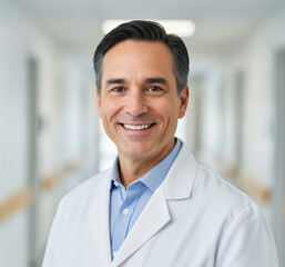 Smiling Doctor in White Coat Medical Portrait