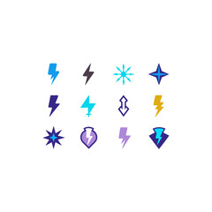 15 different magical thunderstone icons set on whi
