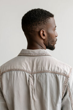 back of a black man with his head turned to the right