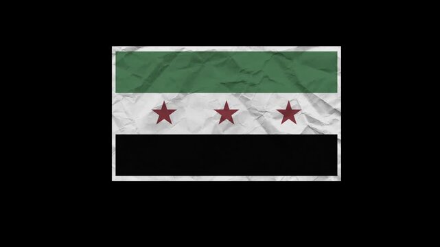 An animation of the Syria flag unfolding as if it were a piece of paper.