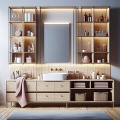 Modular Vanity with Adjustable Shelving