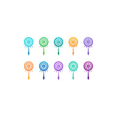 different spectral dreamcatcher icons set 
