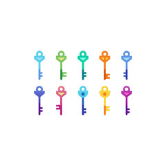 different spectral gate key icons set on white 
