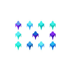 different spectral ice fang icons set on white 