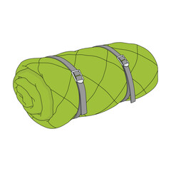 kids drawing Vector illustration rolled sleeping bag cartoon isolated