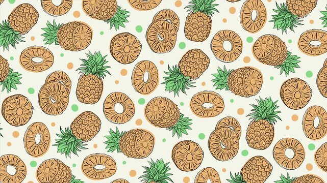 Pineapple background on a seamless loop