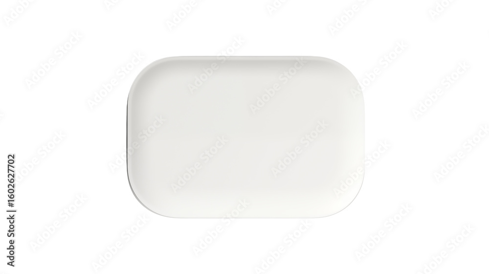 Fototapete Clean modern white rounded rectangle object isolated for design projects and branding isolated on white or transparent png.