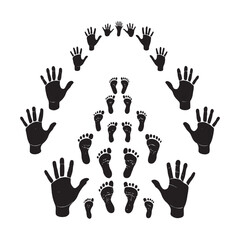 Fototapeta premium Set of human hand and foot prints – vector icons.