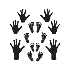 Fototapeta premium Set of human hand and foot prints – vector icons.