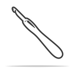 Crochet hook outline icon transparent vector isolated