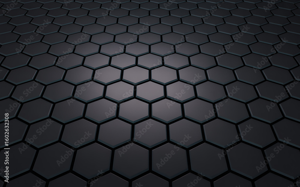 Poster dark textured hexagonal pattern receding into the distance with subtle lighting